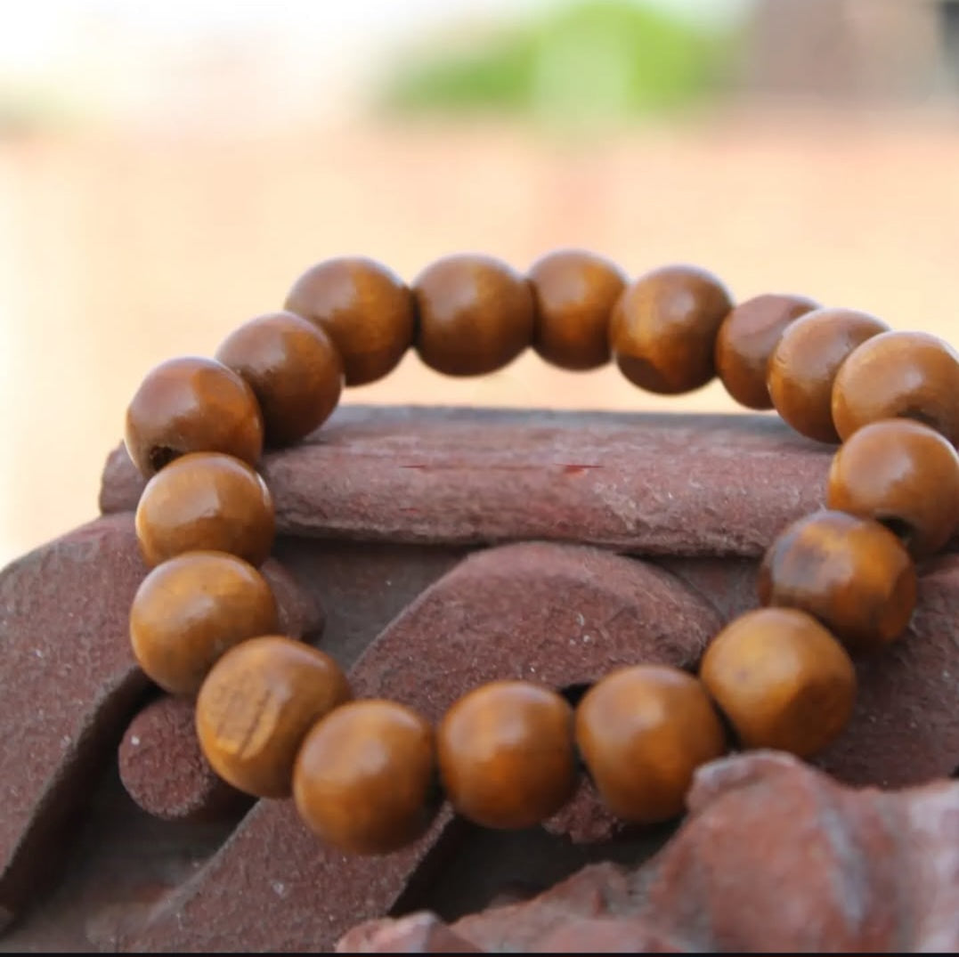 Polished Wood Prayer Bead Bracelet