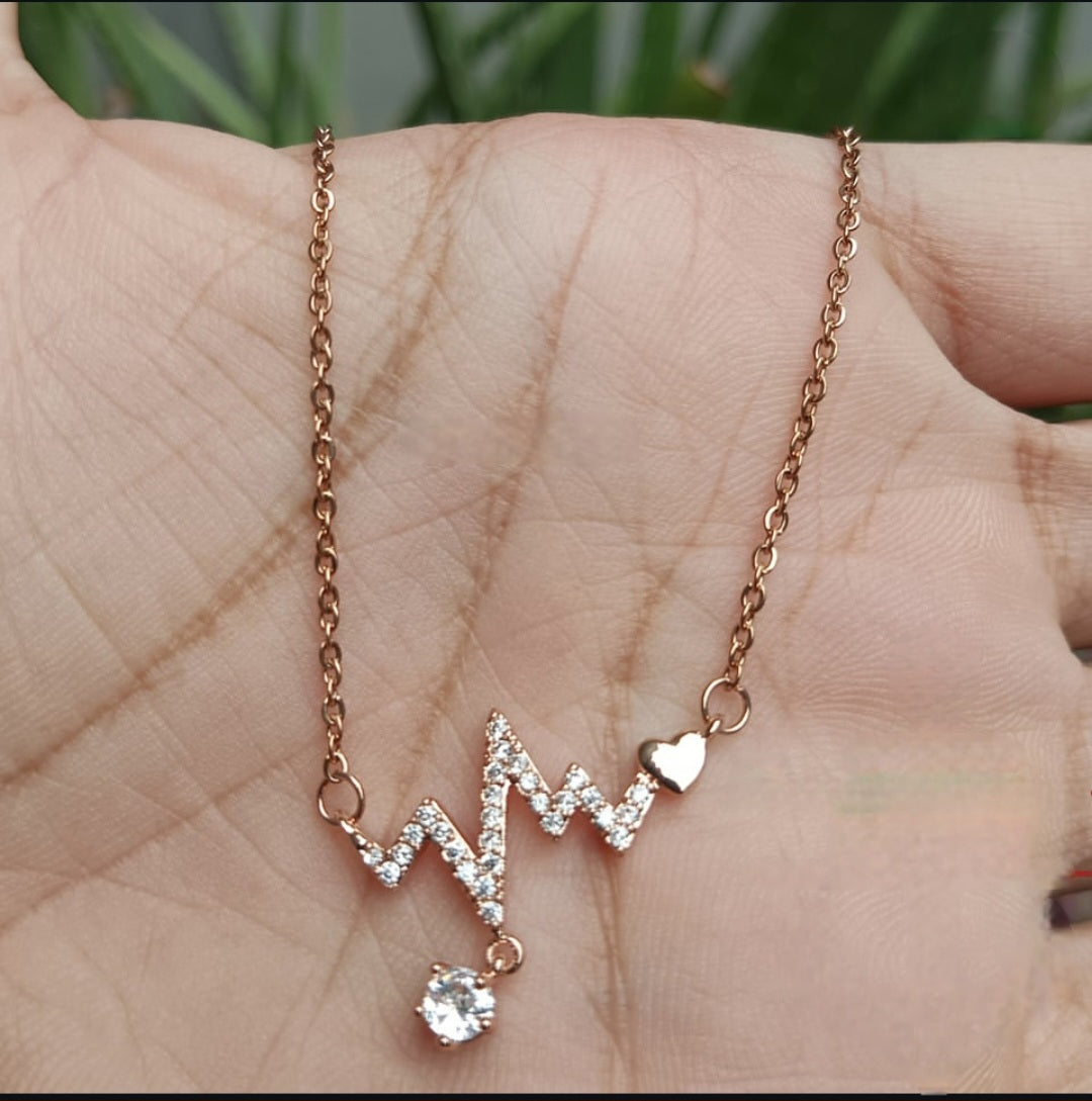 Rose Gold Heartbeat & Solitaire