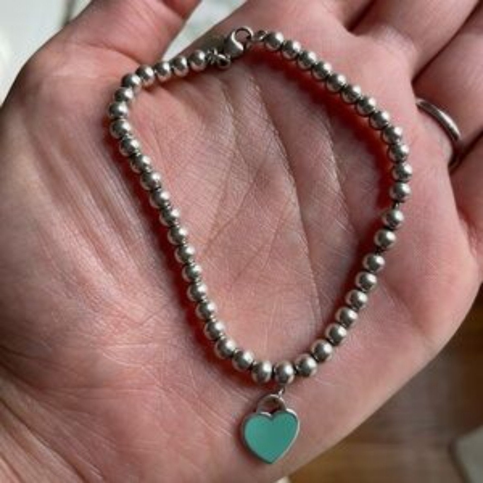 Signature Aqua Heart Bead Chain